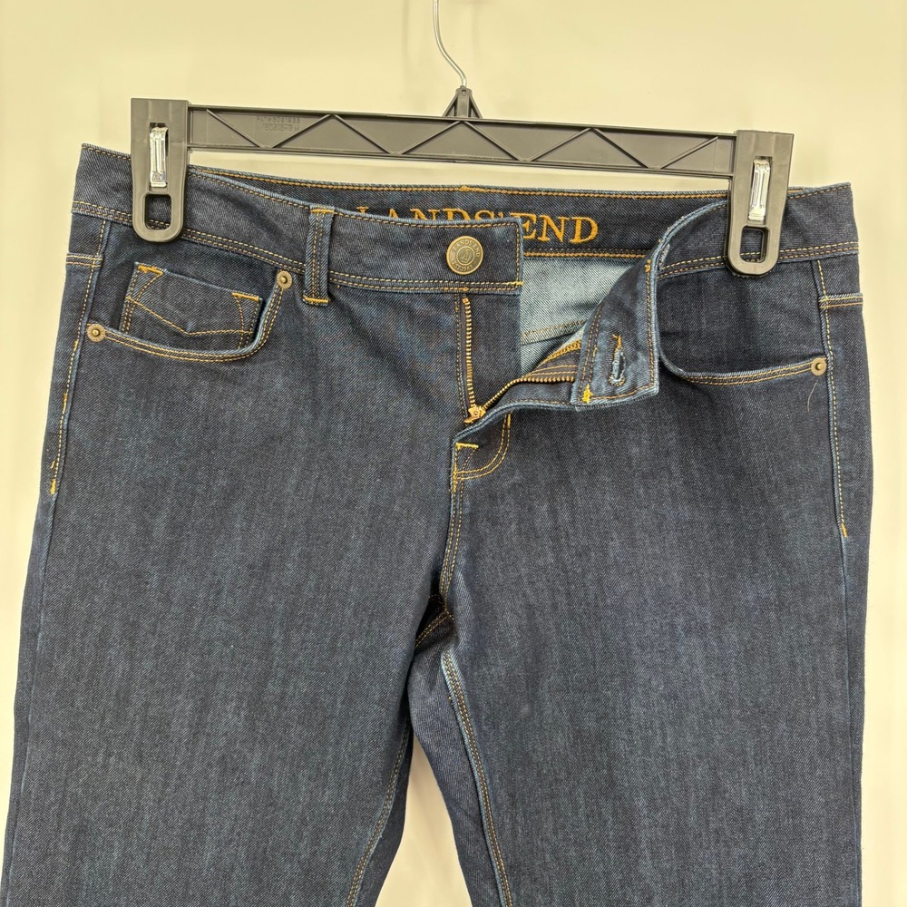 Lands End Womens Size 8 Dark Wash Skinny Jeans Indigo Blue Stretch - Picture 3 of 12